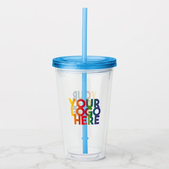 Vaso Acrílico Logotipo comercial sencillo blanco (Anverso)