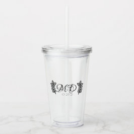 Vaso Acrílico Logotipo de aniversario de boda de hoja de rama