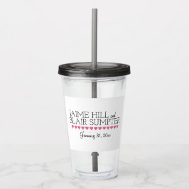 Vaso Acrílico Logotipo de Boda del corazón rosado Tumbler acríli
