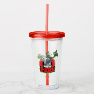Vaso Acrílico Logotipo de carácter de pollo robot