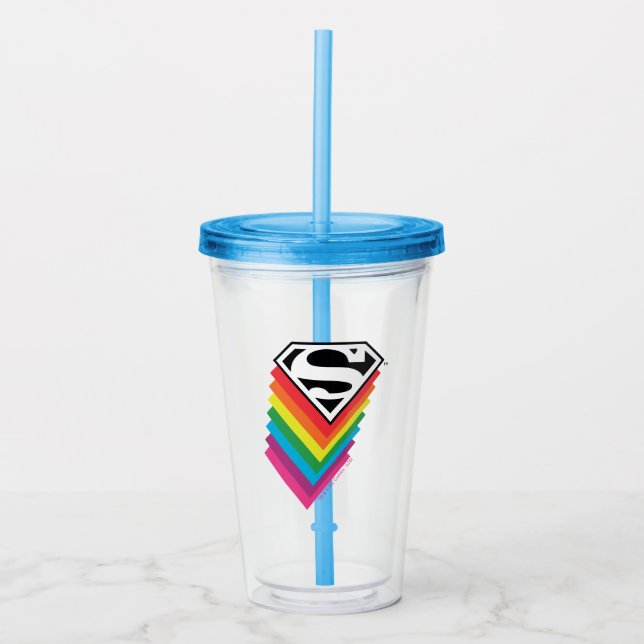 Vaso Acrílico Logotipo del arco iris en capas superiores (Anverso)