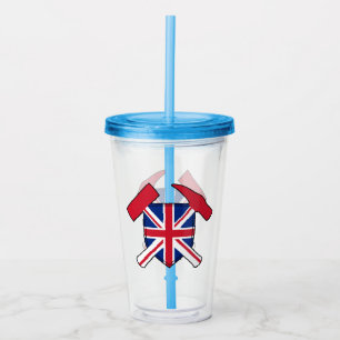Vaso Acrílico Logotipo del martillo de rock y de Union Jack del