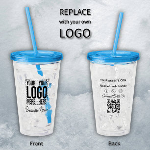 Vaso Acrílico Logotipo Empresarial Personalizado Moderno y Fresc