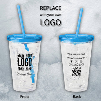 Vaso Acrílico Logotipo Empresarial Personalizado Moderno y Fresc