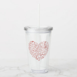 Vaso Acrílico Logotipo intermedio dibujado mano del Doodle