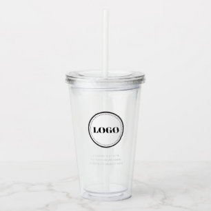 Vaso Acrílico Logotipo personalizado con pajita sin mínimo