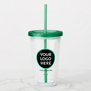 Vaso Acrílico Logotipo personalizado sin mínimo con paja