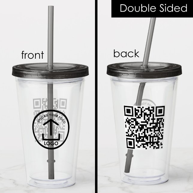 Vaso Acrílico Logotipo profesional profesional promoción Código  (Professional Business Logo Promo QR Code Modern Acrylic Tumbler)