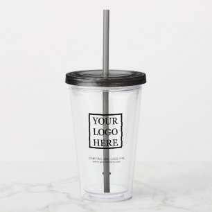 Vaso Acrílico Logotipo promocional de negocios negros personaliz