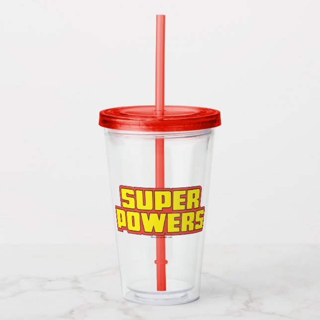 Vaso Acrílico Logotipo Super Powers™ Amarillo (Anverso)