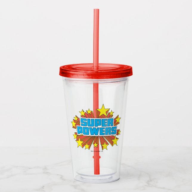 Vaso Acrílico Logotipo Super Powers™ Azul (Anverso)