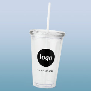 Vaso Acrílico Logotipo y Texto Empresarial Simple