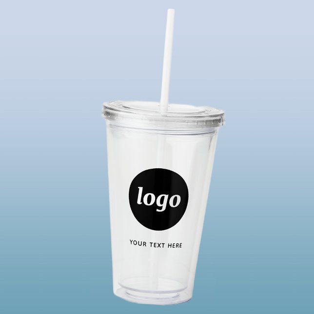 Vaso Acrílico Logotipo y Texto Empresarial Simple (Logo with text business promotional acrylic tumbler)
