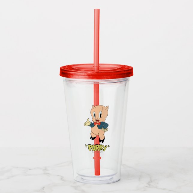 Vaso Acrílico LOONEY TUNES™ Retro Laughs| Cerdo porky (Anverso)