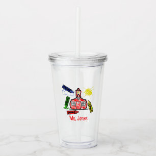 Vaso Acrílico Los creyones de la escuela personalizaron al