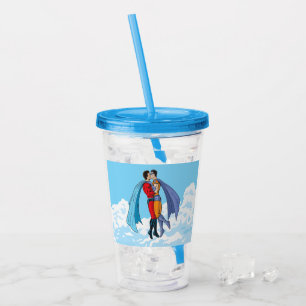 Vaso Acrílico Los dos superhéroes de Slipperyjoe besándose perso