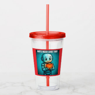 Vaso Acrílico Los robots también necesitan amor - Rojo