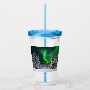 Vaso Acrílico Luces boreales durante el invierno