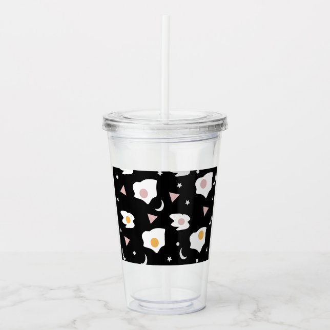 Vaso Acrílico Luna de Cena de Huevo Patrón de Confeti (Anverso)