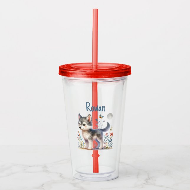 Vaso Acrílico Lunar Cub - Baby Wolf Tumbler (Anverso)