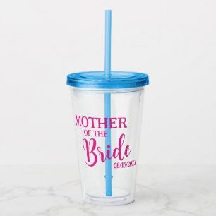 Vaso Acrílico Madre de la novia Personalizado rosado