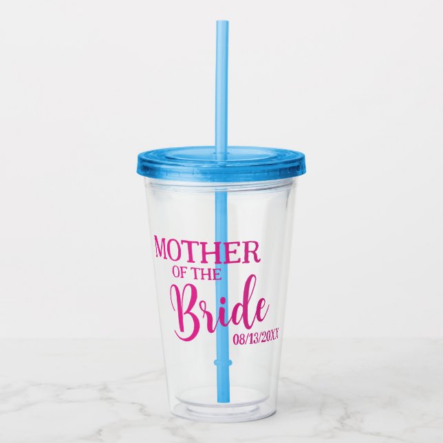 Vaso Acrílico Madre de la novia Personalizado rosado (Anverso)