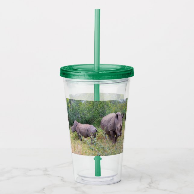 Vaso Acrílico Madre rinoceronte y bebé tumbler (Anverso)