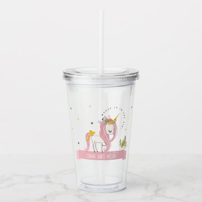 Vaso Acrílico Magníficos y extravagantes niños de princesas rosa (Anverso)