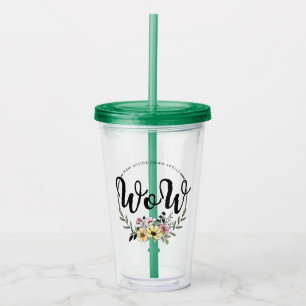 Vaso Acrílico MAMÁ boca abajo dice ¡WOW!