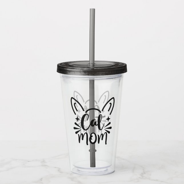 Vaso Acrílico Mamá de gato (Anverso)
