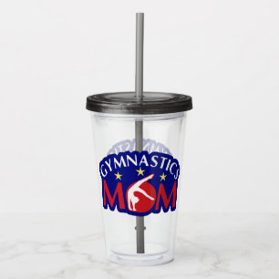 Vaso Acrílico Mamá de Gimnasia Roja Blanca y Azul