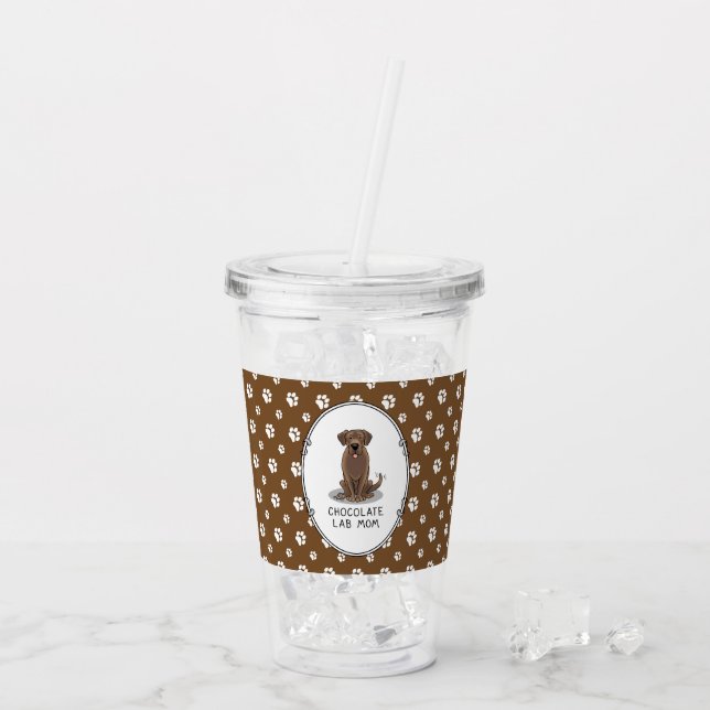 Vaso Acrílico Mamá del laboratorio de chocolate Labrador recuper (Reverso (hielo))