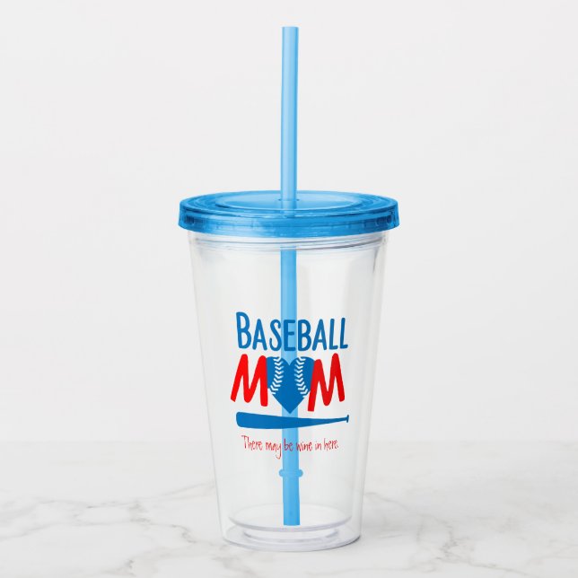 Vaso Acrílico Mamá divertida de béisbol  (Anverso)