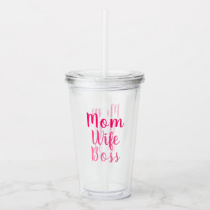 Vaso Acrílico Mamá esposa jefe gradiente personalizado rosa lind