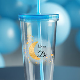 Vaso Acrílico Mamá para ser azul Estamos en la luna Baby Shower