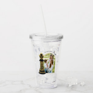 Vaso Acrílico MAMÁ Reina de mi vida, Escritura Dorada Ajedrez Ne