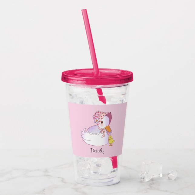 Vaso Acrílico Mamá Y Pato De Bebé (Anverso (hielo))