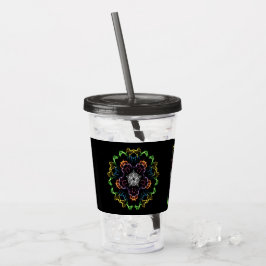 Vaso Acrílico Mandala de flor de tono terrestre