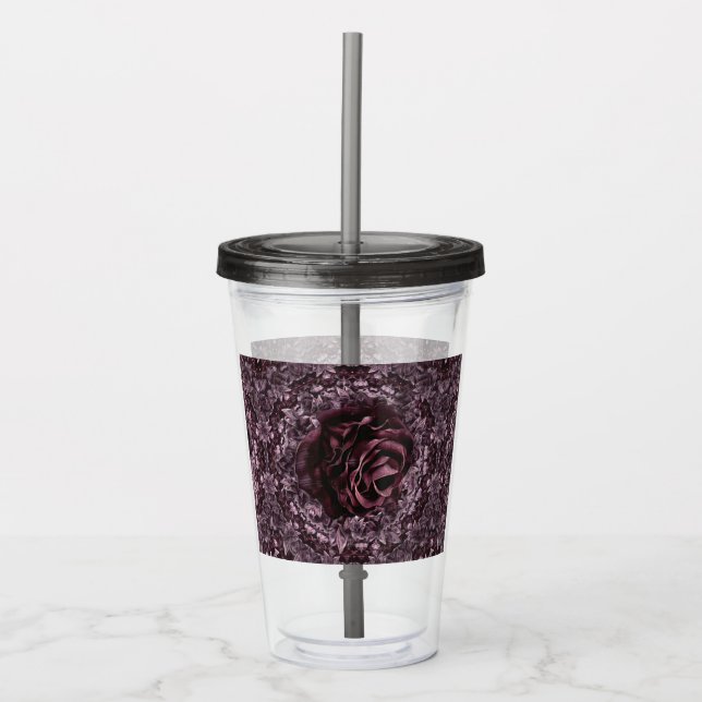 Vaso Acrílico Mandala de rosa  (Anverso)