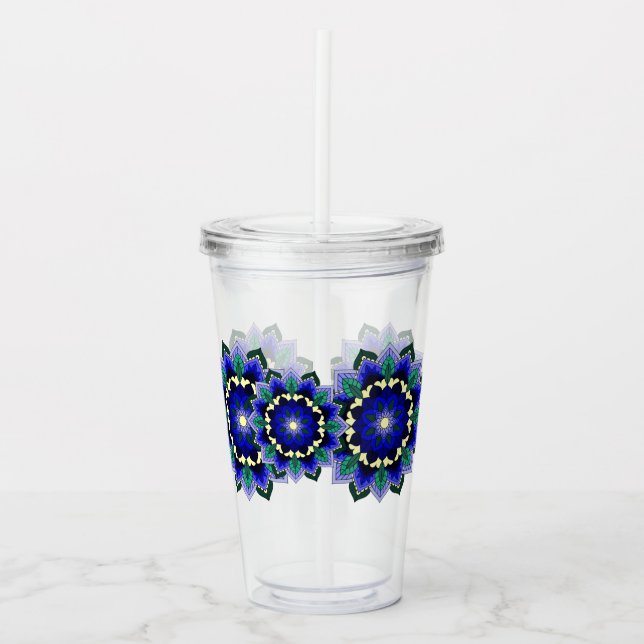 Vaso Acrílico Mandala Pattern 02 in dark blue Acrylic Tumbler (Anverso)
