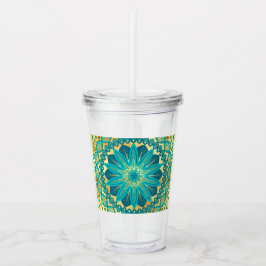 Vaso Acrílico Mandalala Flor de Oro Azul