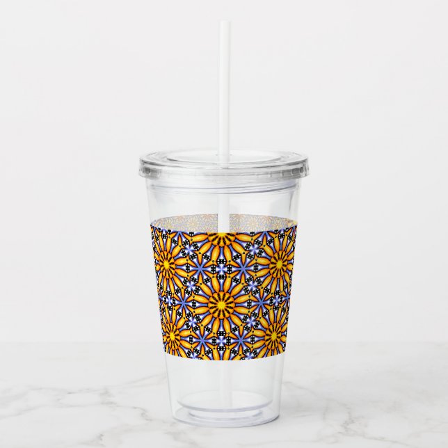 Vaso Acrílico Mandalas del Sol Celestial (Anverso)