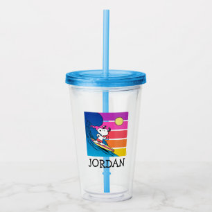 Vaso Acrílico Maní   Snoopy Surfing   Añadir su nombre