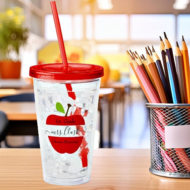 Vaso Acrílico manzana de profesores personalizada (Subido por el creador)