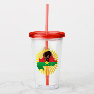 Vaso Acrílico Mapa de Burkina, bandera y puño de la revolución