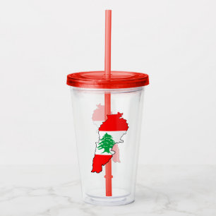 Vaso Acrílico Mapa de Líbano con Bandera