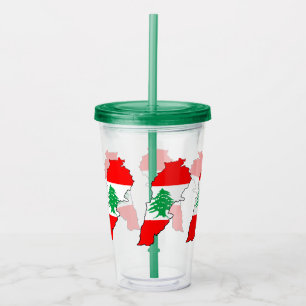 Vaso Acrílico Mapa del Líbano con bandera
