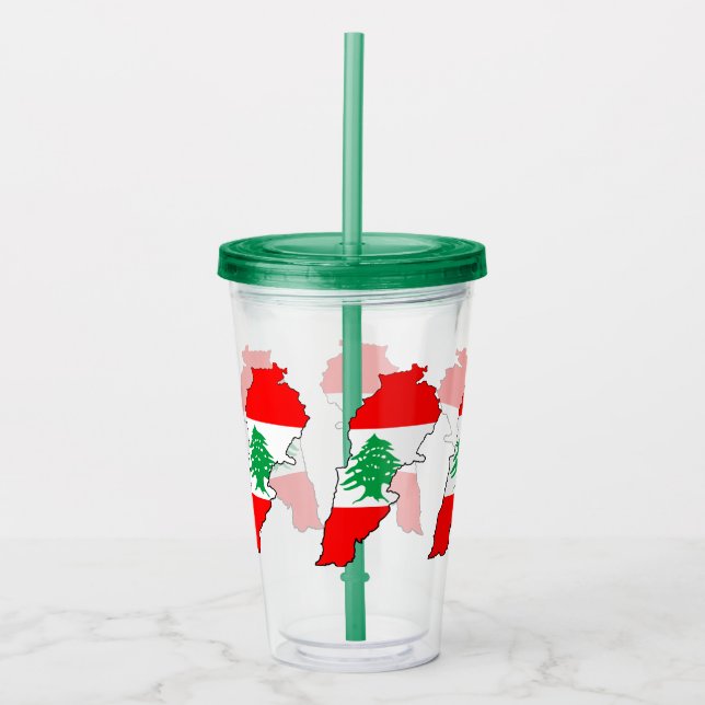 Vaso Acrílico Mapa del Líbano con bandera (Anverso)