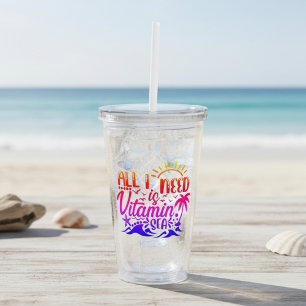 Vaso Acrílico Mar con Vitaminas Tema de Playa