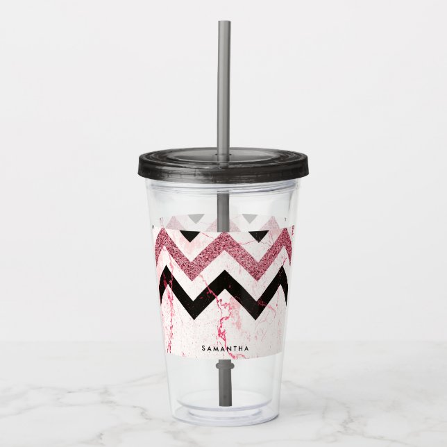 Vaso Acrílico Marble y Purpurina Chevron (Anverso)